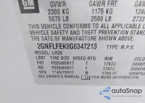 2016 Chevrolet Equinox Lt из США, поврежденный, VIN 2GNFLFEK8G6347213